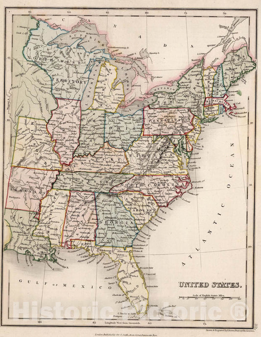Historic Map : 1832 United States. - Vintage Wall Art