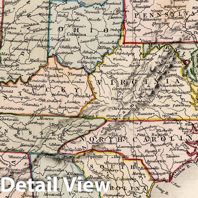 United States - River Map, 1832 - Historical Map Print