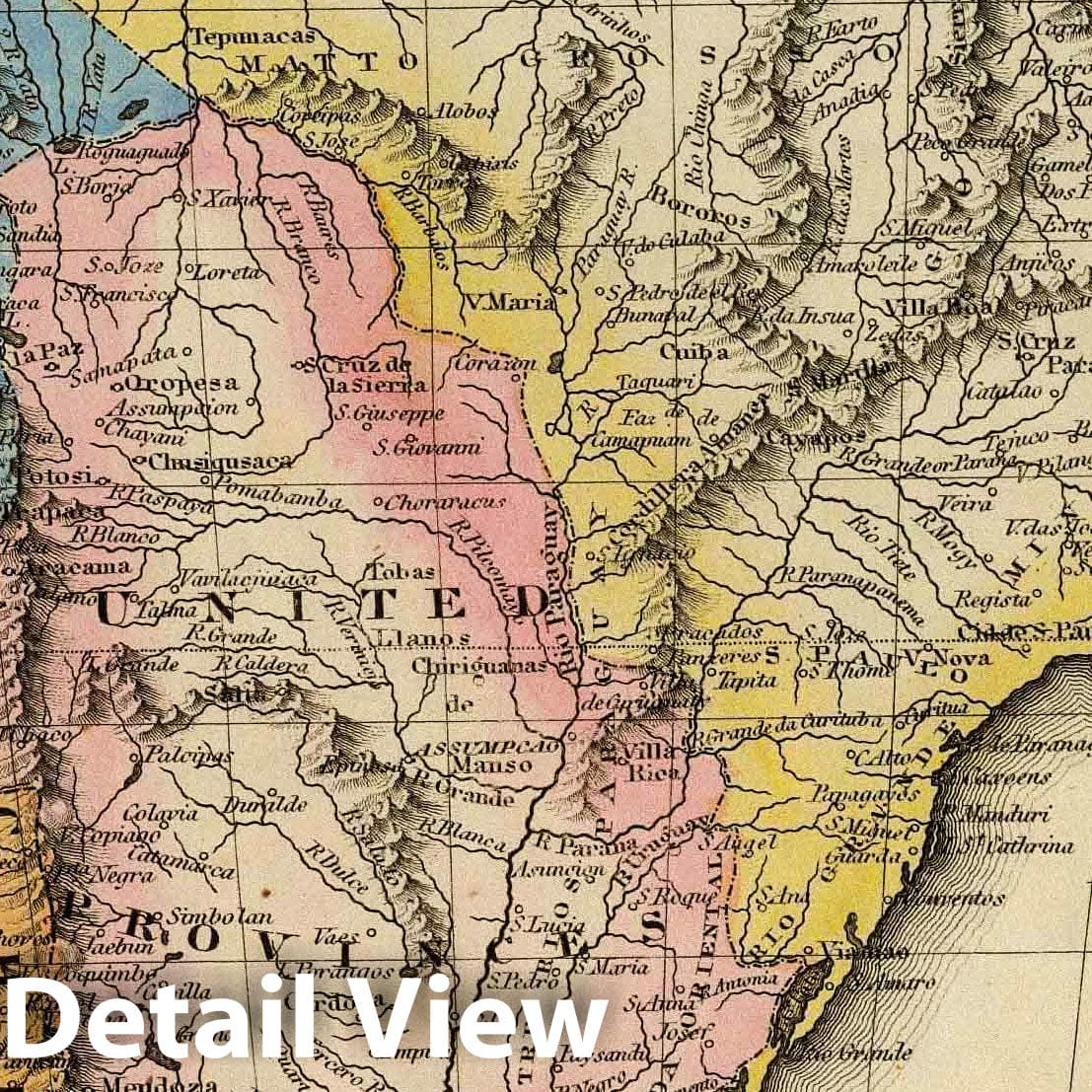 South America - River Map, 1823 - Historical Map Reproduction