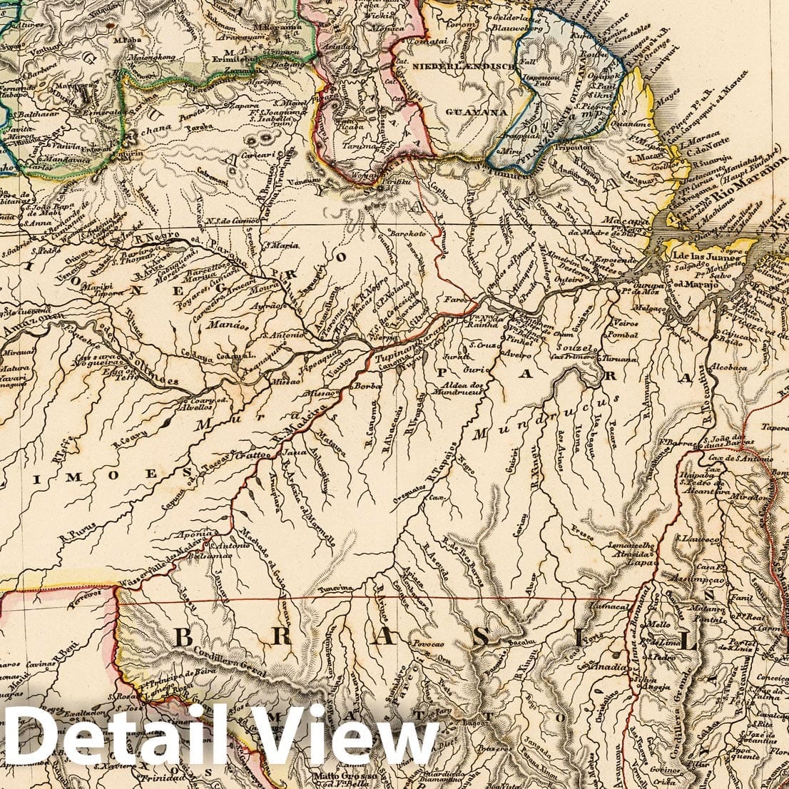 South America - Plate No. LX, 1850 - Stieler's Hand-Atlas Historical Map Print