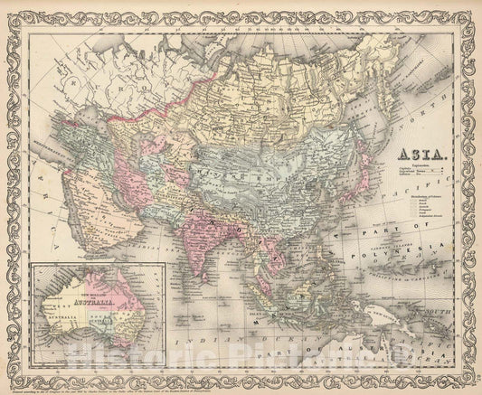 Historic Map : 1857 Asia - Vintage Wall Art