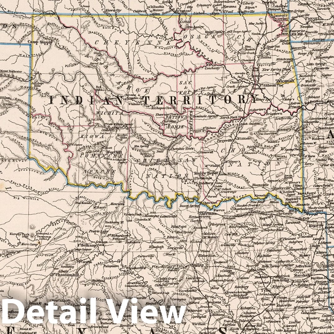 South Central United States - Plate No. 5, 1881 - Stieler's Hand Atlas Historical Map Print