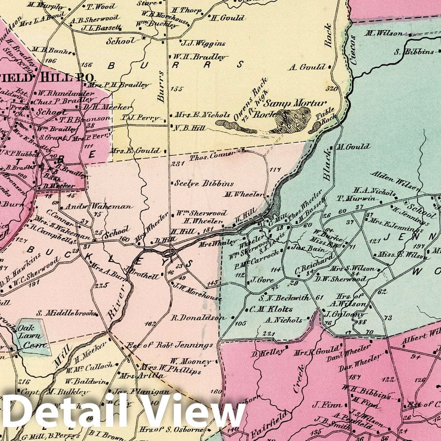 Fairfield, Connecticut Property Map 1867 - Beers Atlas Historical Reproduction