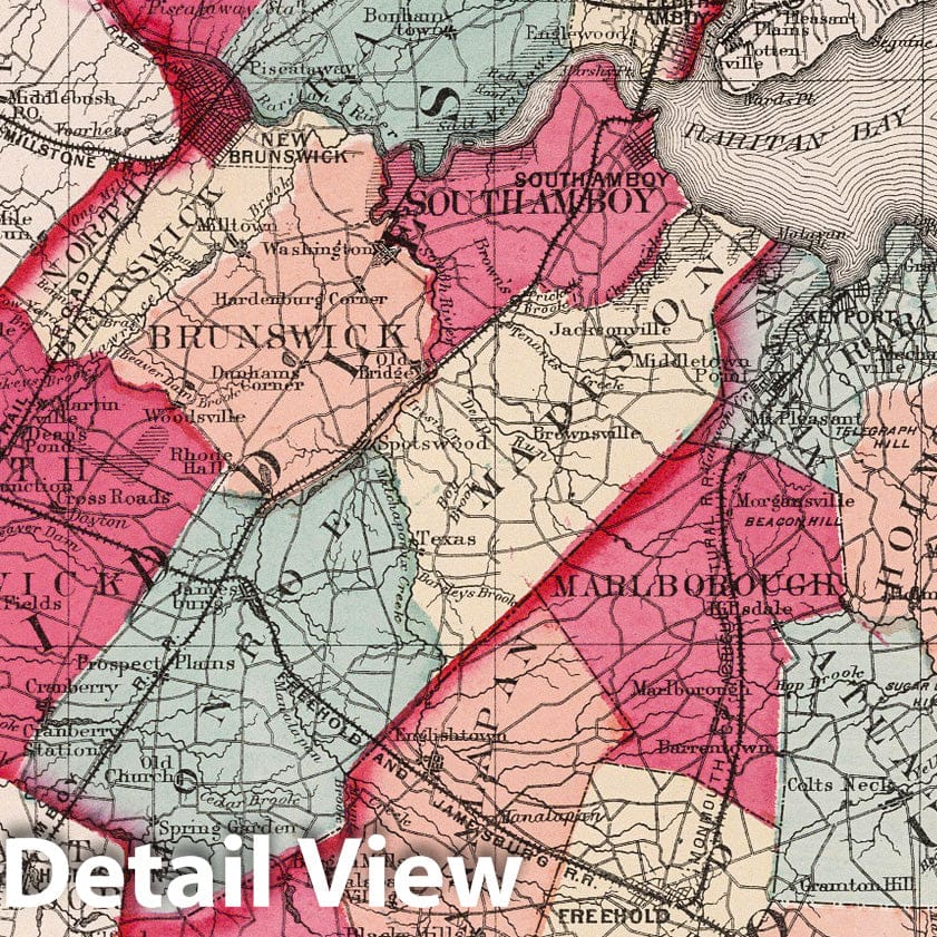 Middlesex and Monmouth Counties, New Jersey - County Map, 1873