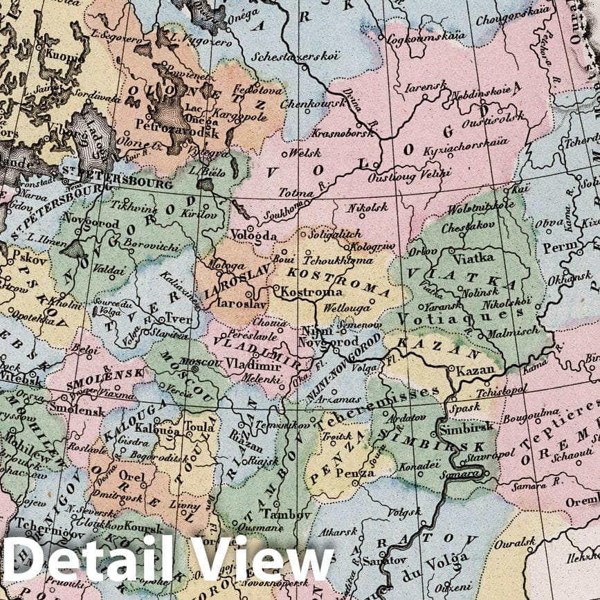 European Russia, 1852 - Historical Map Print