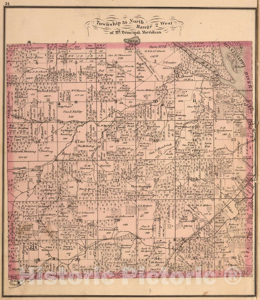 Township 54 North, Range 2 West, Pike County, Missouri - Property Map, 1875