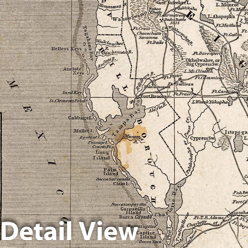 Historic Map : National Atlas - 1842 Florida - Vintage Wall Art