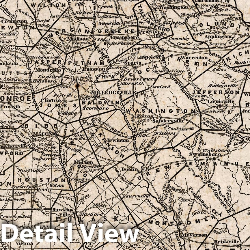 Historic Map : National Atlas - 1842 Georgia - Vintage Wall Art