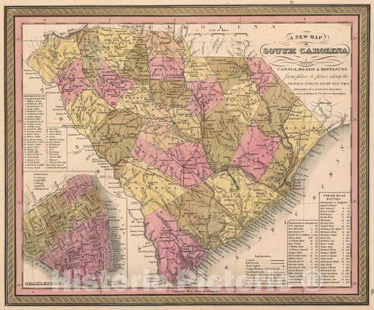 South Carolina 1850 Historical Map Print