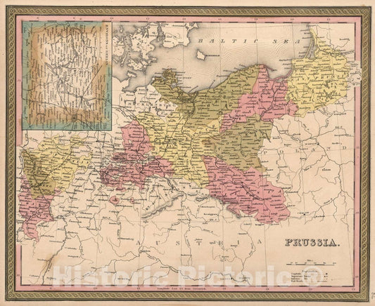 Prussia with Environs of Berlin, 1850 - Historical Map Print