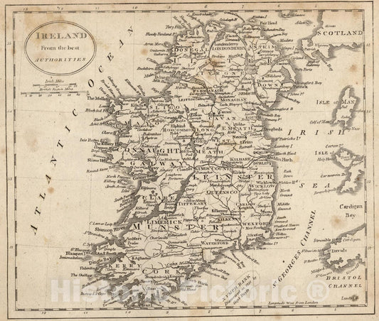 Historic Map : 1816 Ireland From The Best Authorities - Vintage Wall Art