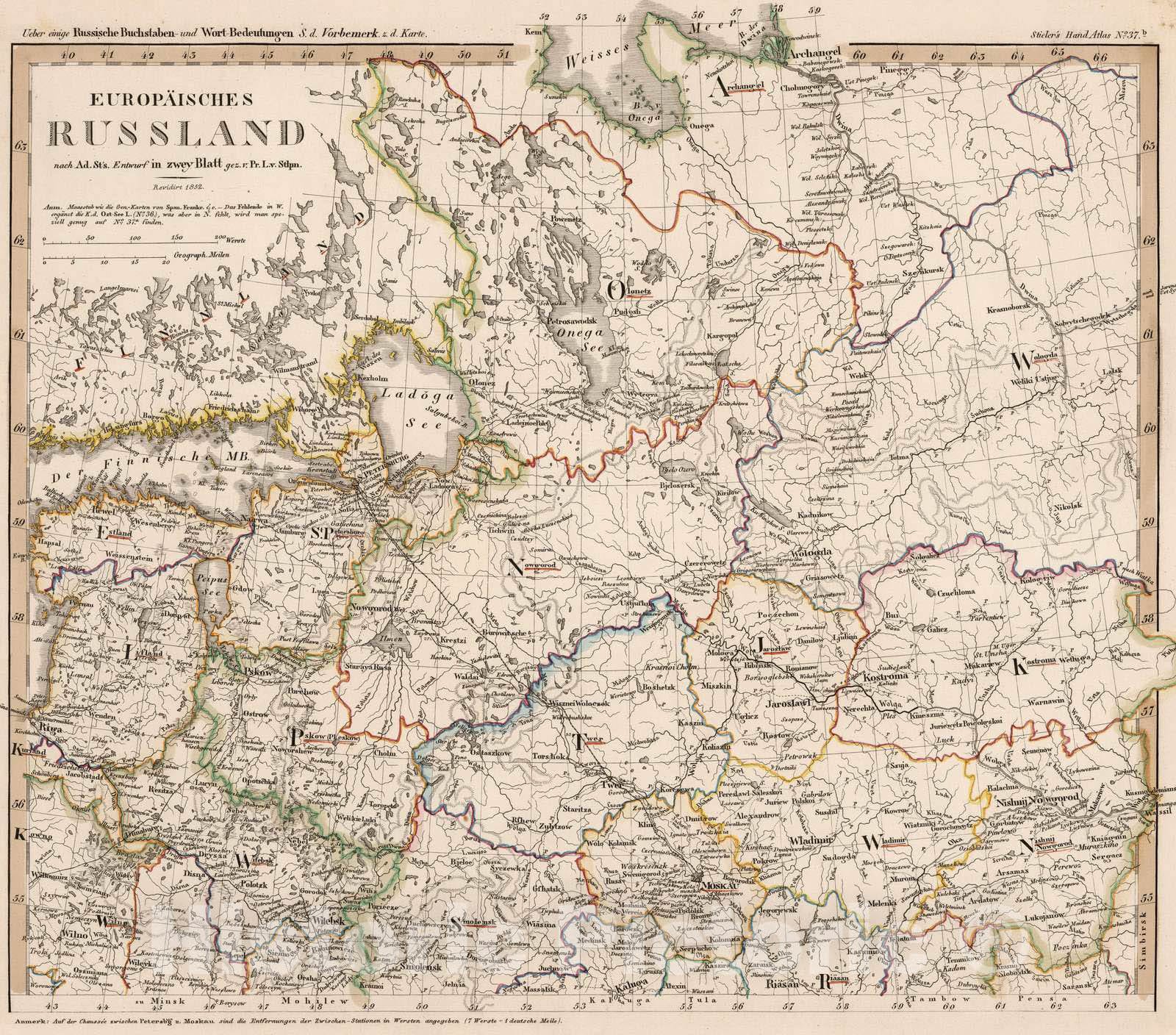 Historic Map : Russian Federation, 1852 Europaisches Russland (Russia in Europe). , Vintage Wall Art