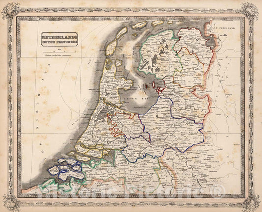 Historic Map : 1848 Netherlands. - Vintage Wall Art