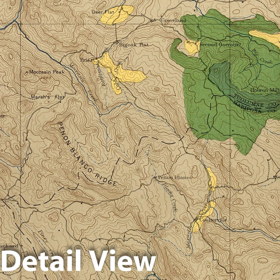 Sonora Quadrangle, California - Forest Reserves, 1900 Historical Map Print