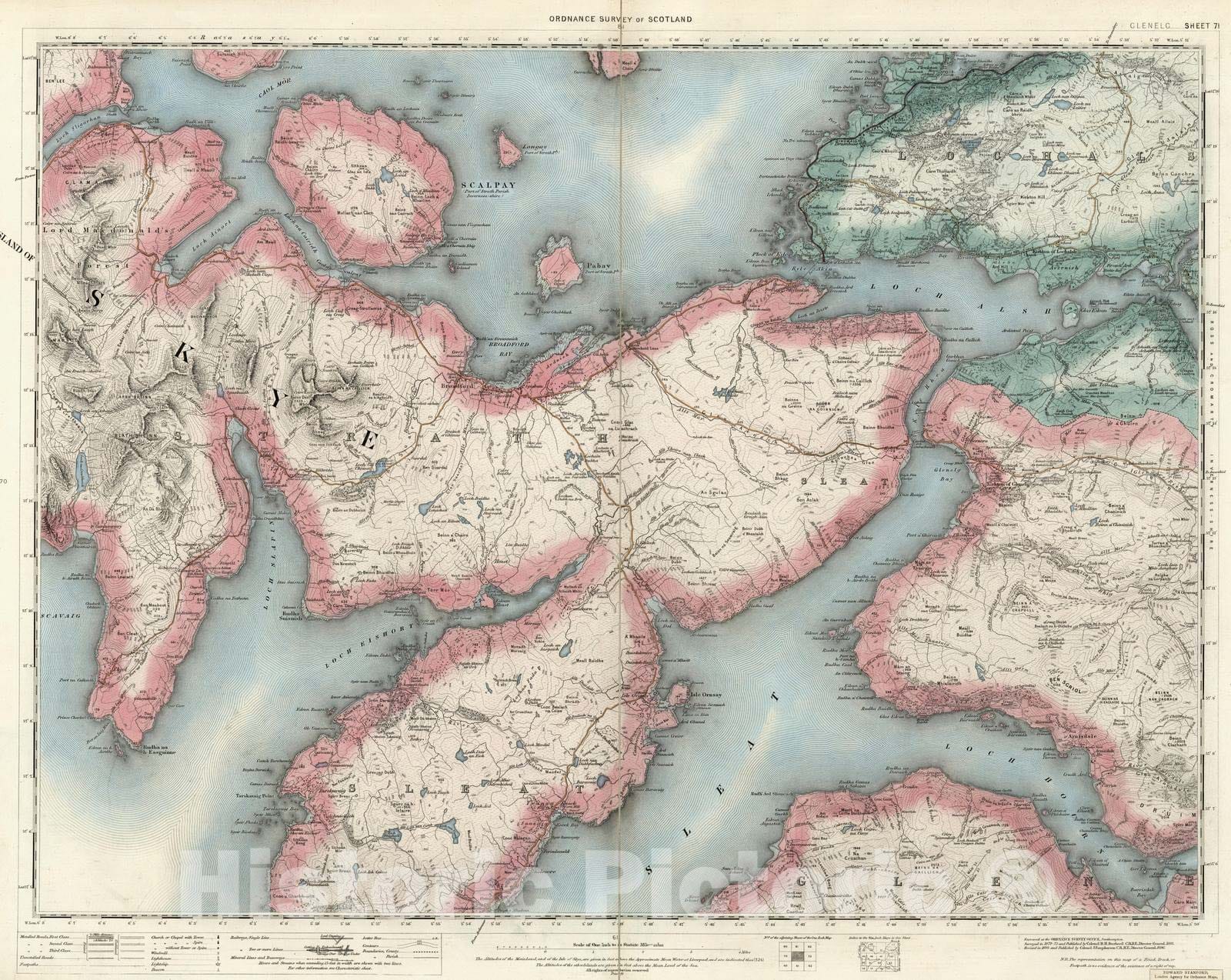 Historic Map : National Atlas - 1896 Volume 2: Sheet 71 - Glenelc - Vintage Wall Art