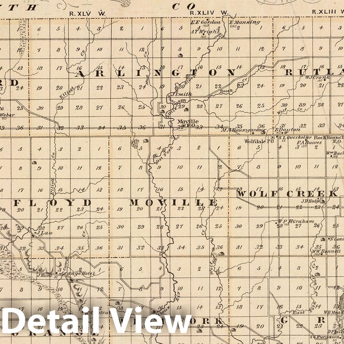 Woodbury County, Iowa - Railroad Map, 1875 - Historical Map Print