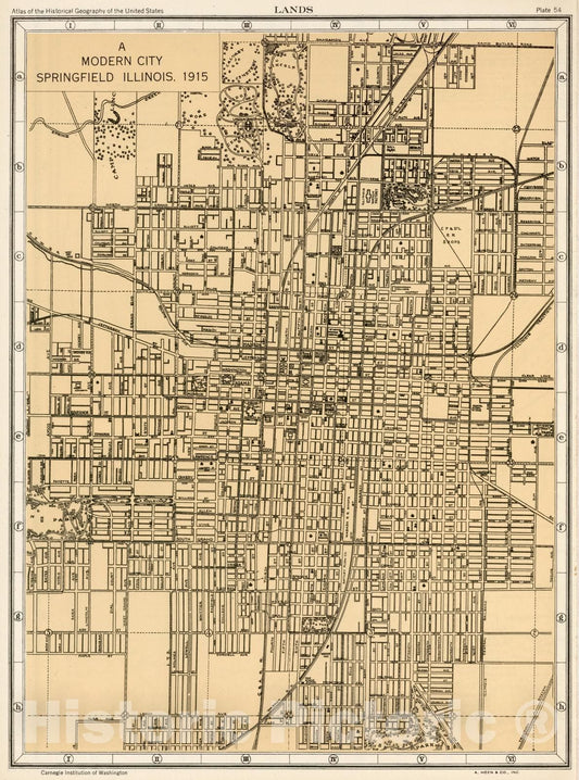Historic Map : 1932 Plate 54. Lands. Springfield, Illinois (Facsimile). - Vintage Wall Art