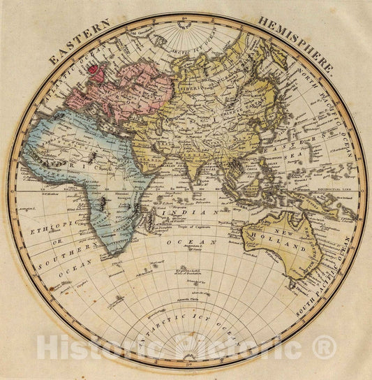 Historic Map : 1823 Eastern Hemisphere. - Vintage Wall Art