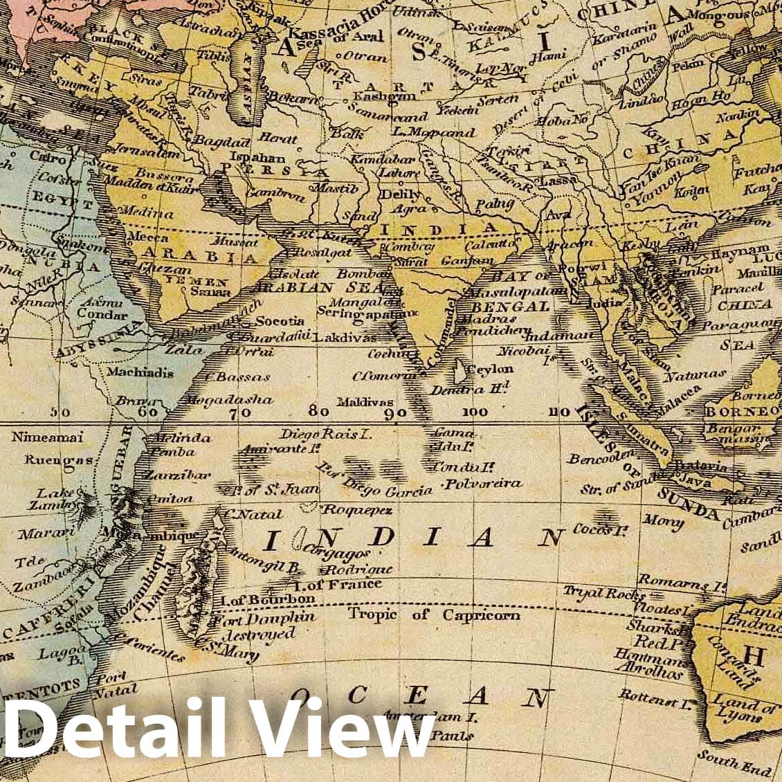 Eastern Hemisphere - River Map, 1823 - Historical Map Reproduction