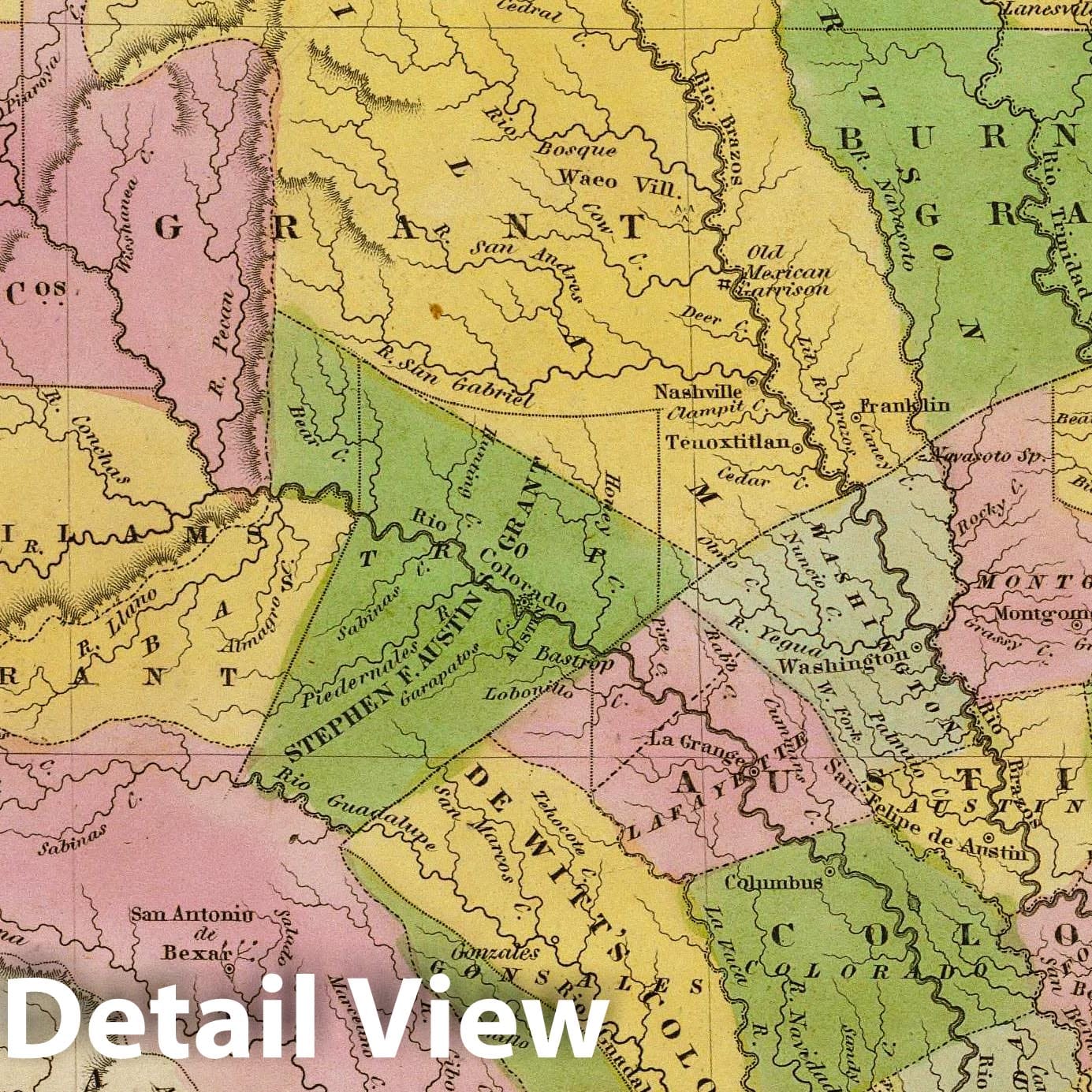 Texas - Boundary Map, 1841 - Historical Map Print