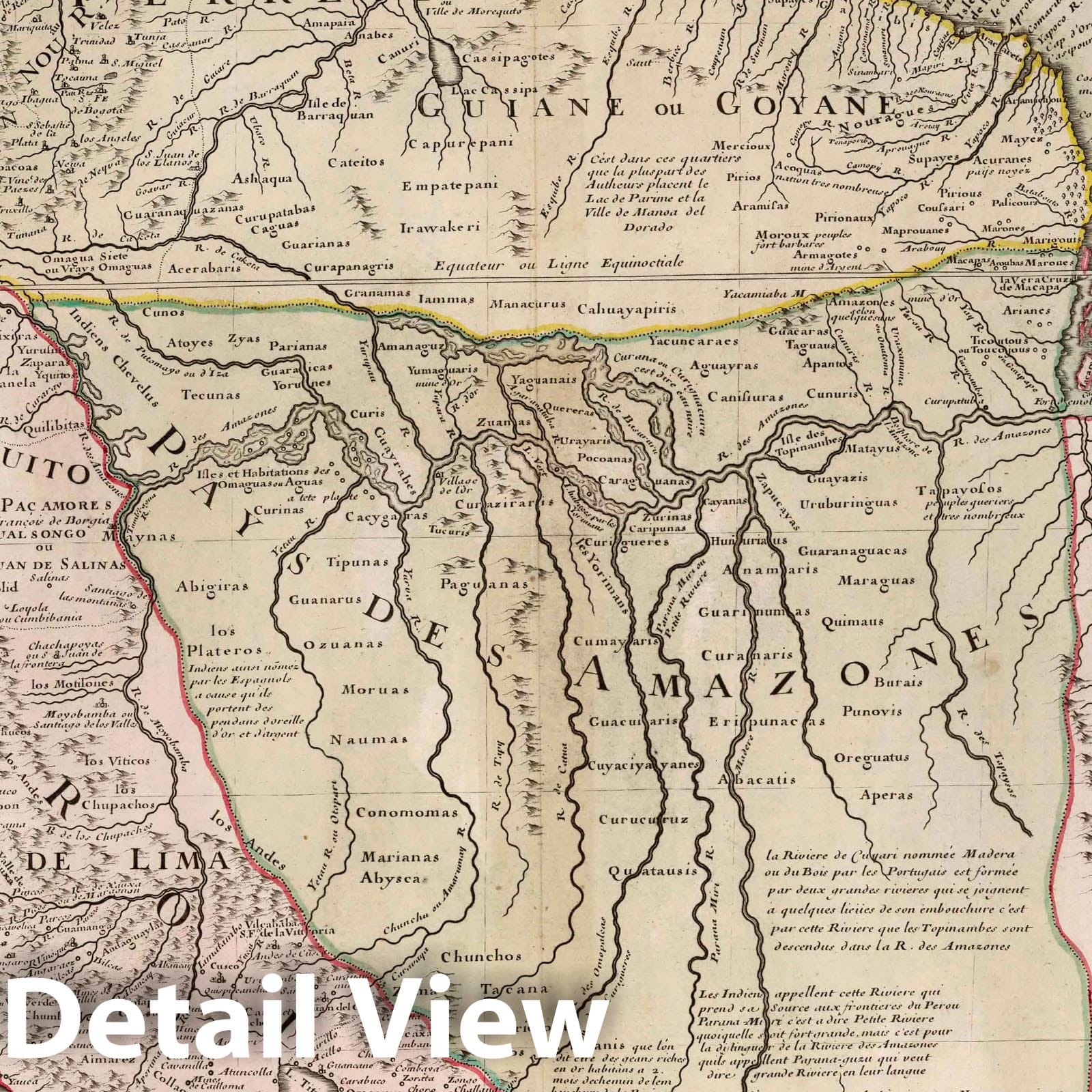 Mainland South America, Peru, Brazil, and Amazon Region - River Map, 1703