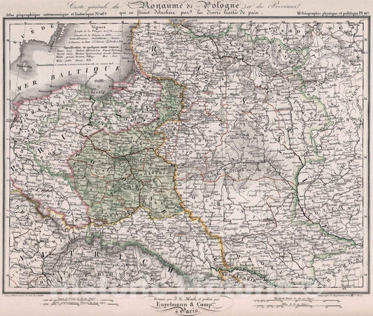 Historic Wall Map : Lithuania, 1834 46b. Carte generale du Royaume de Pologne. , Vintage Wall Art