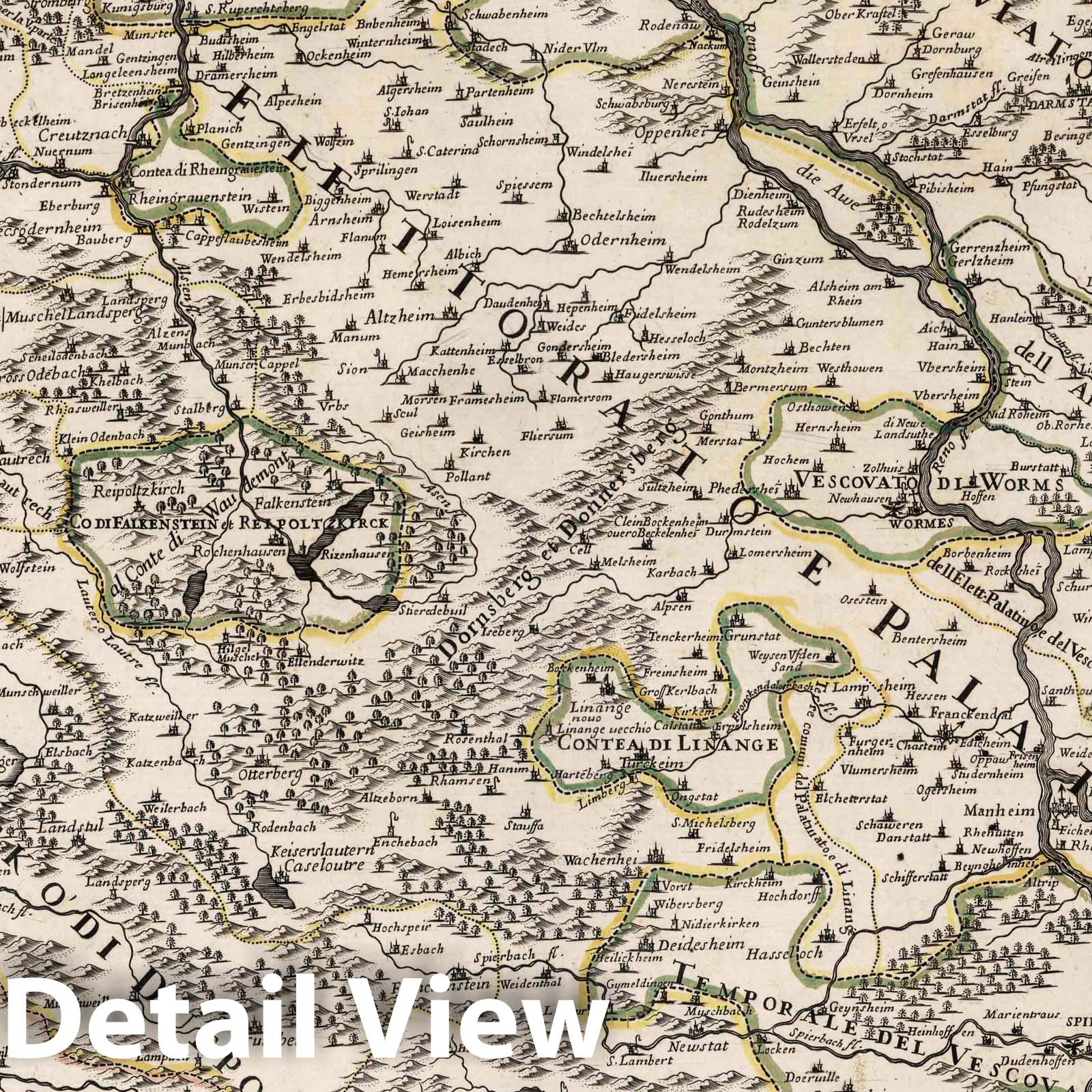 Rhine Palatinate and Electorate - River Map, 1688 - Historical Map Reproduction