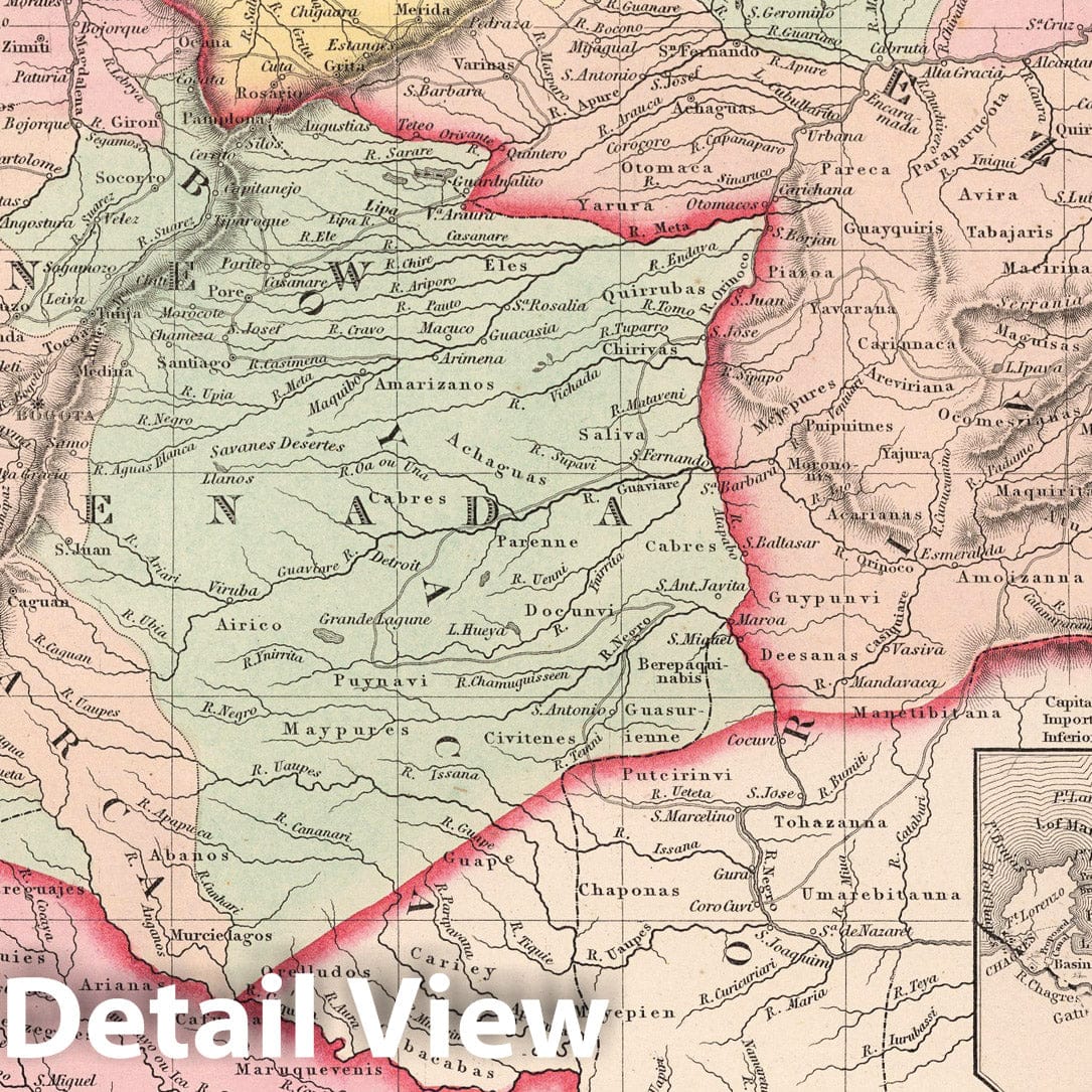 Venezuela, New Grenada, and Ecuador - Railroad Map, 1857