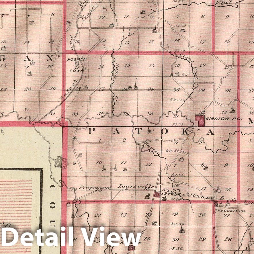Pike County, Indiana - Railroad Map, 1876 - Historical Map Print