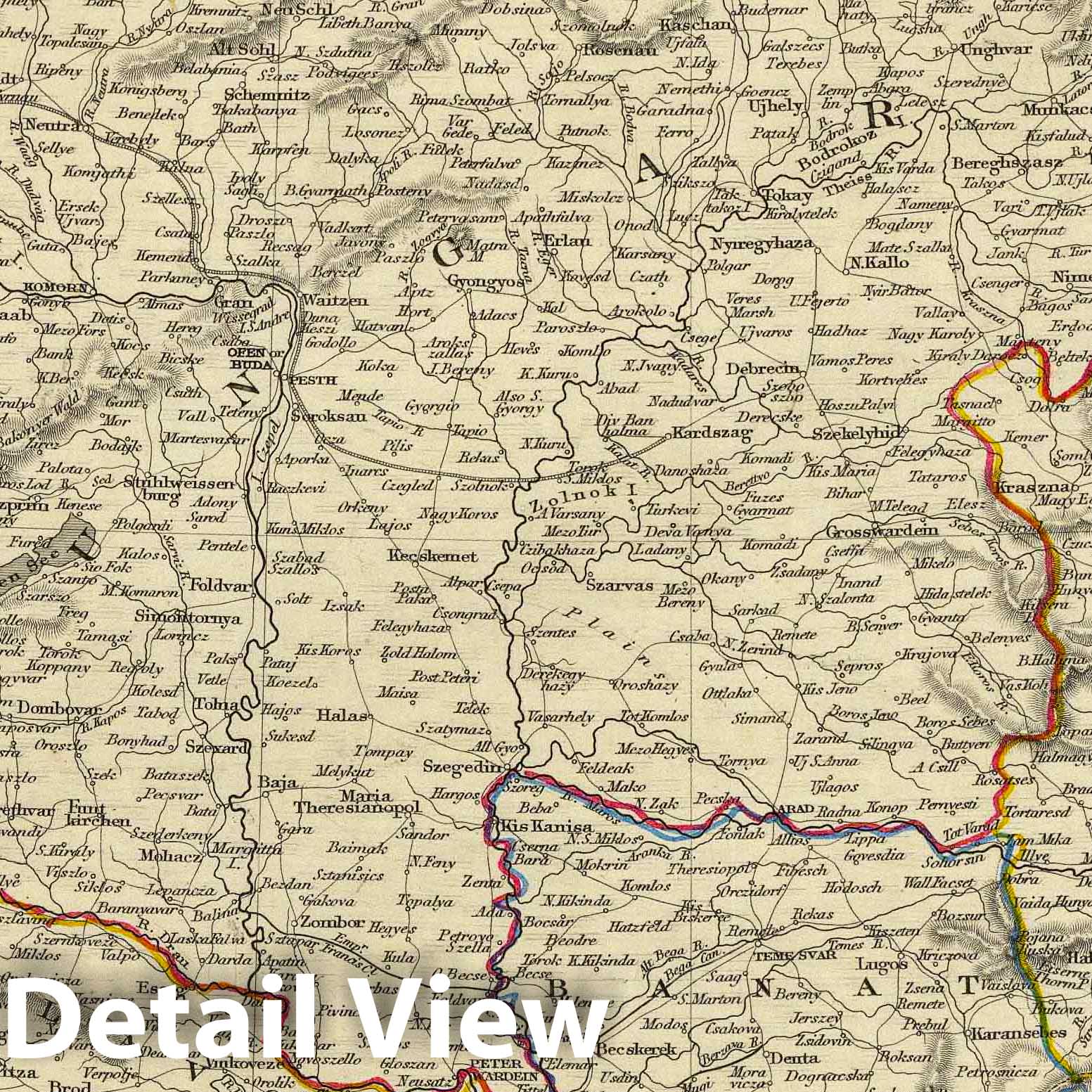 Hungary, 1851 - Historical Map Print