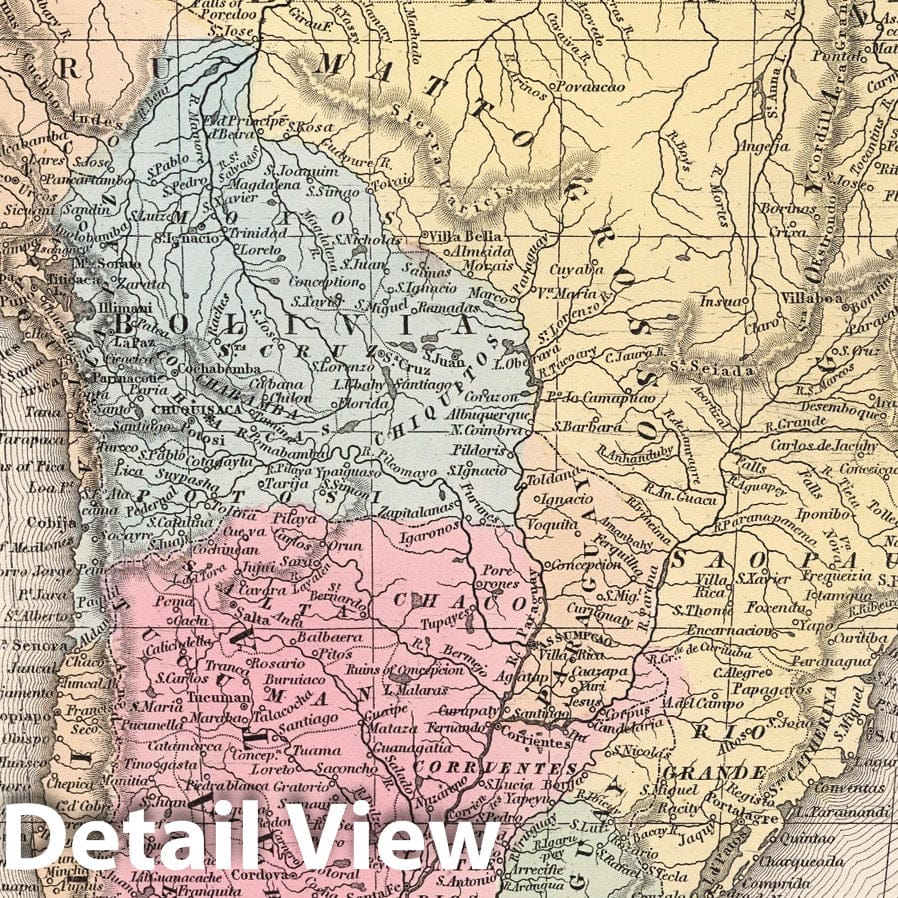 South America, 1857 - Historical Map Print
