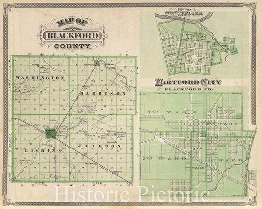 Blackford County, Indiana - Railroad Map, 1876