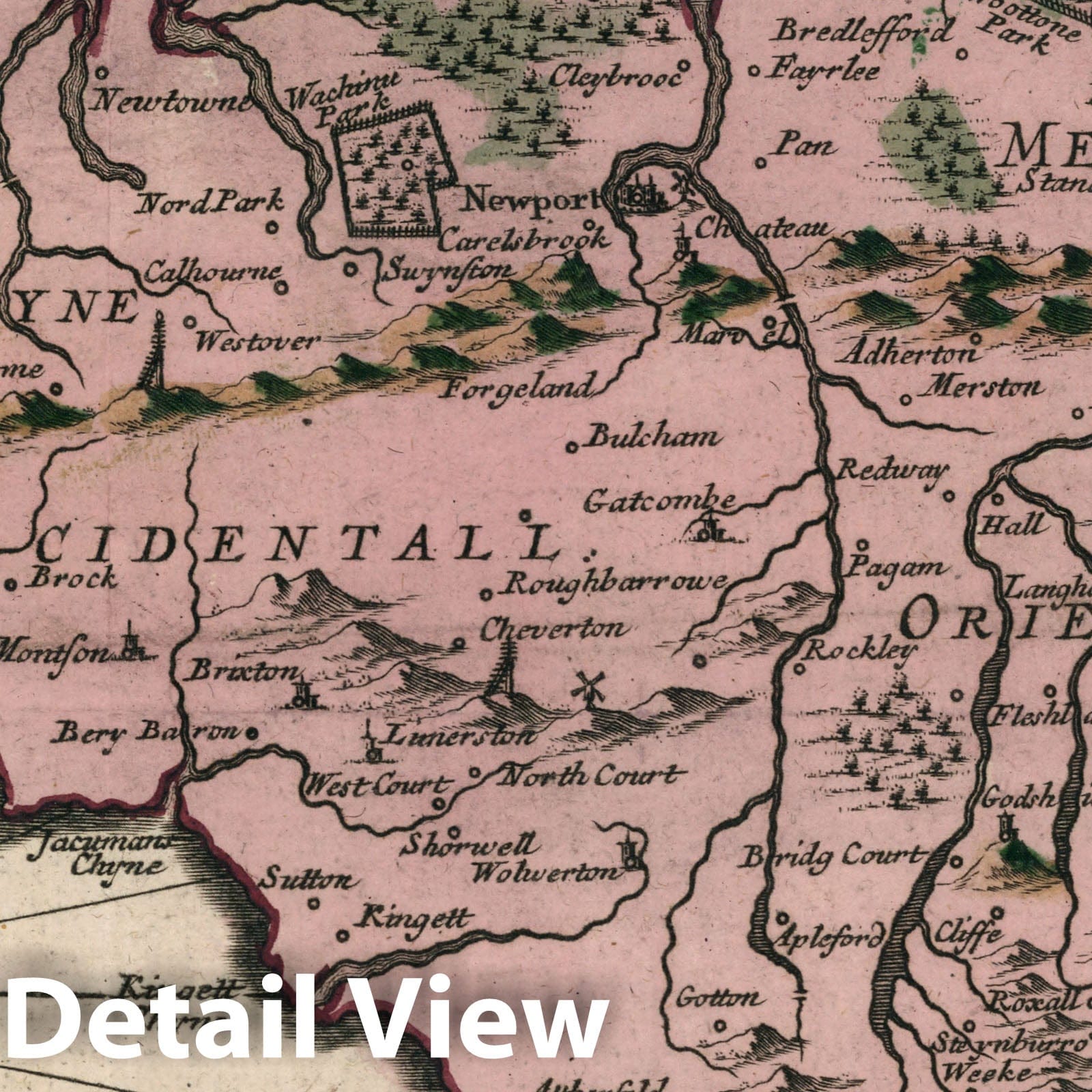 Isle of Wight, England 1705 Historical Map Print