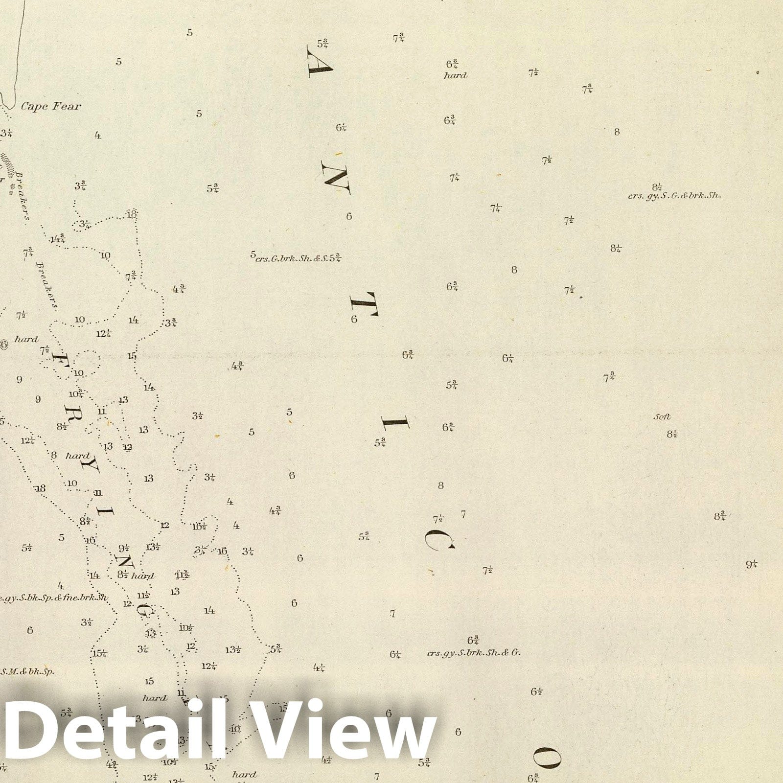 Cape Fear River and Frying-Pan Shoals, North Carolina - Nautical Chart, 1851