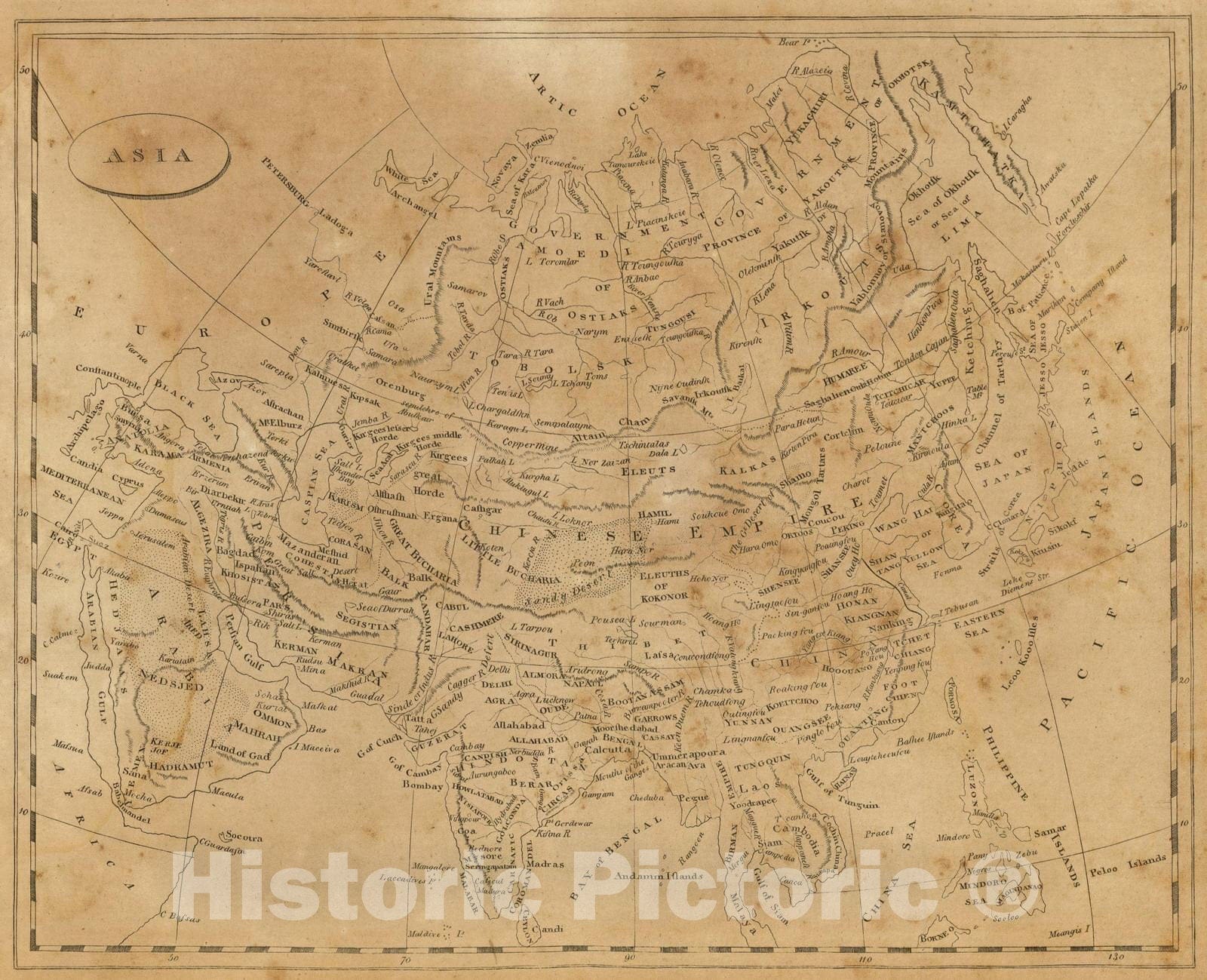 Historic Map : 1812 Asia. - Vintage Wall Art