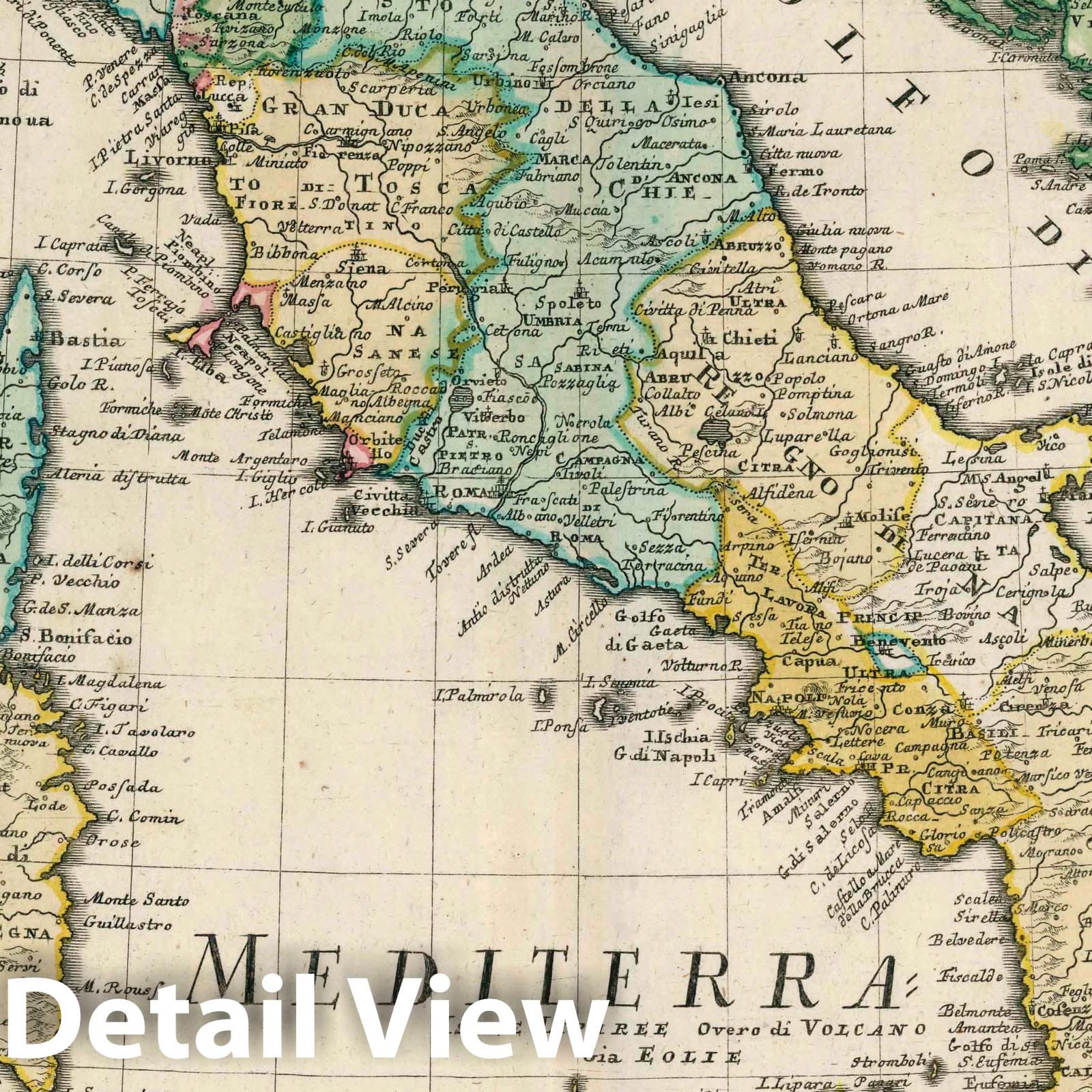 Italy - River Map, 1753 - Historical Map Print
