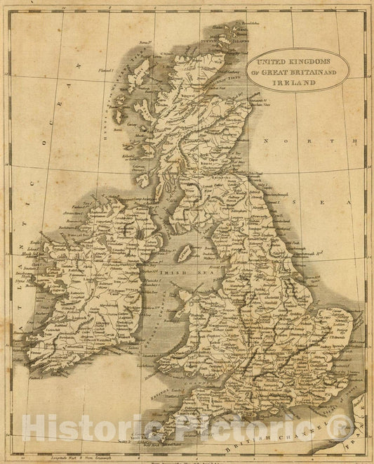 Great Britain and Ireland - River Map, 1812 - Historical Map Print