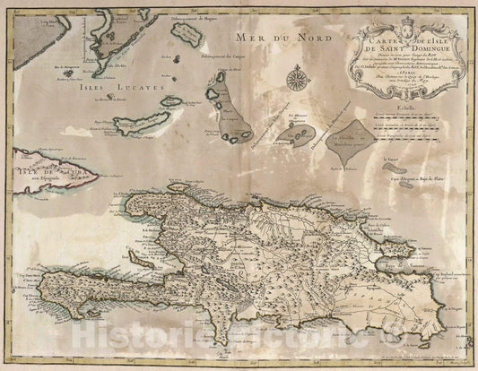Saint Dominique, West Indies - River Map, 1772 - Historical Map Print