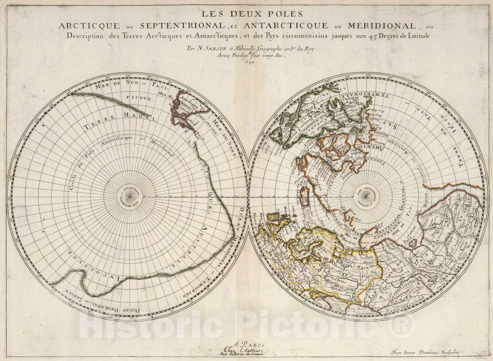 Historic Map : 1679 Polar Regions. - Vintage Wall Art