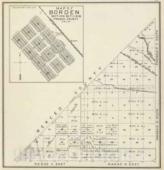 Borden, Fresno County, California - Survey Map, 1891