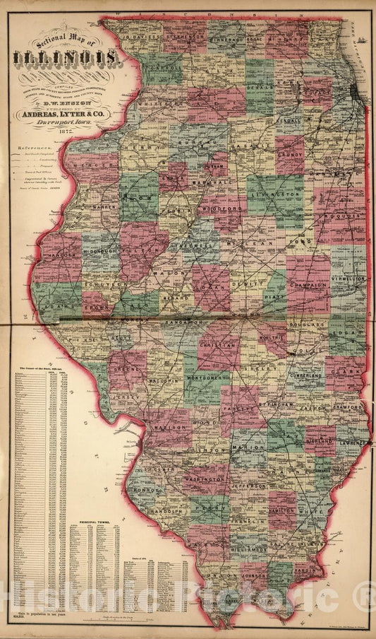 Adams County, Illinois 1872 Historical Map Print