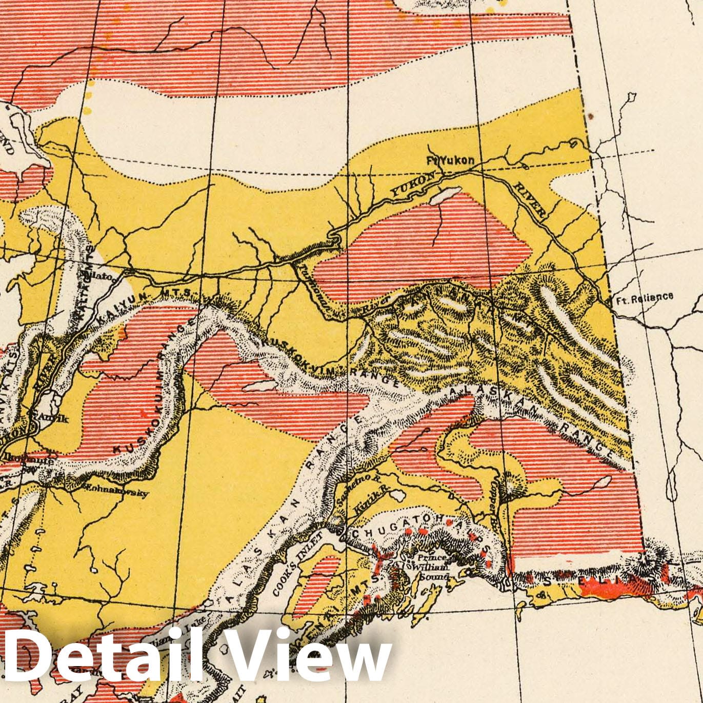 Alaska and Adjoining Regions - Timber, Tundra, and Glaciers, 1882 - Historical Map Print