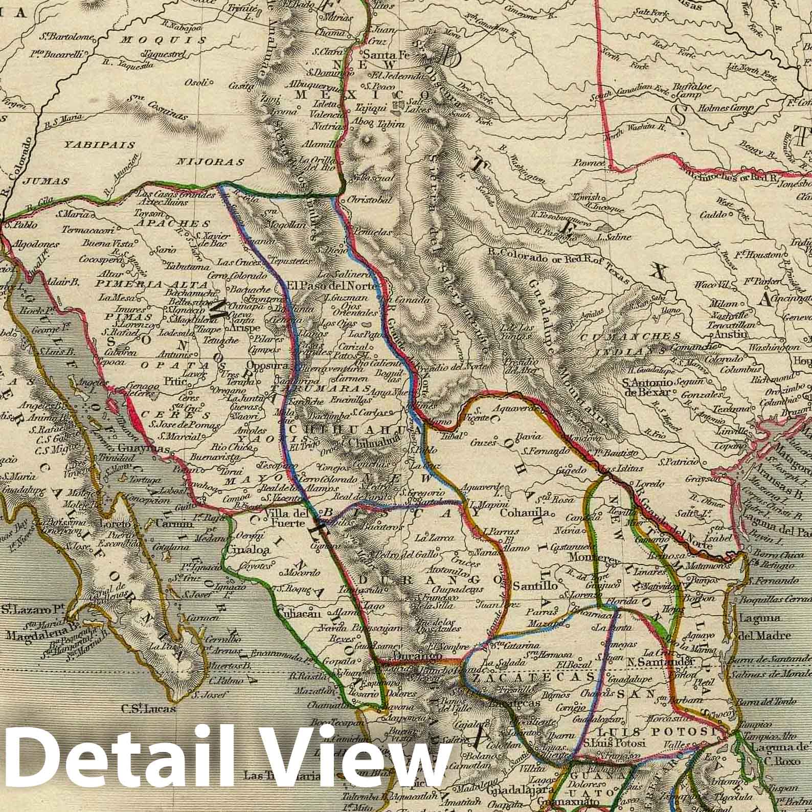 Mexico, California, and Texas, 1851 - Historical Map Print