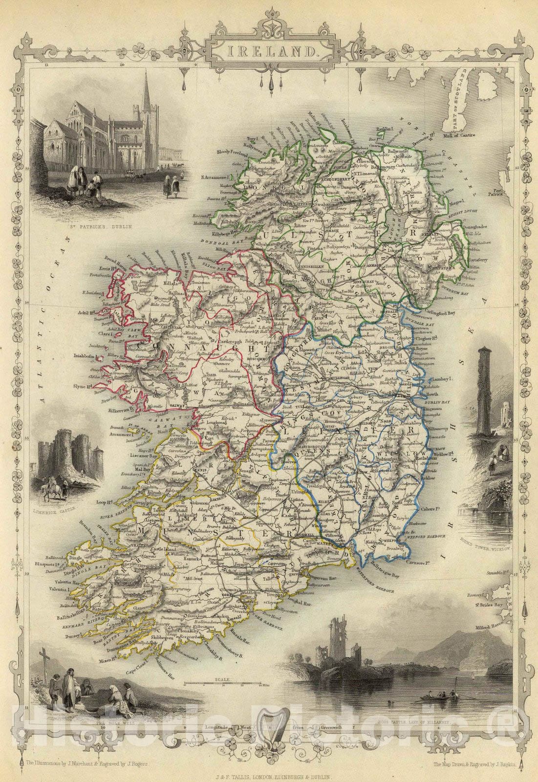 Ireland, 1851 - Historical Map Print