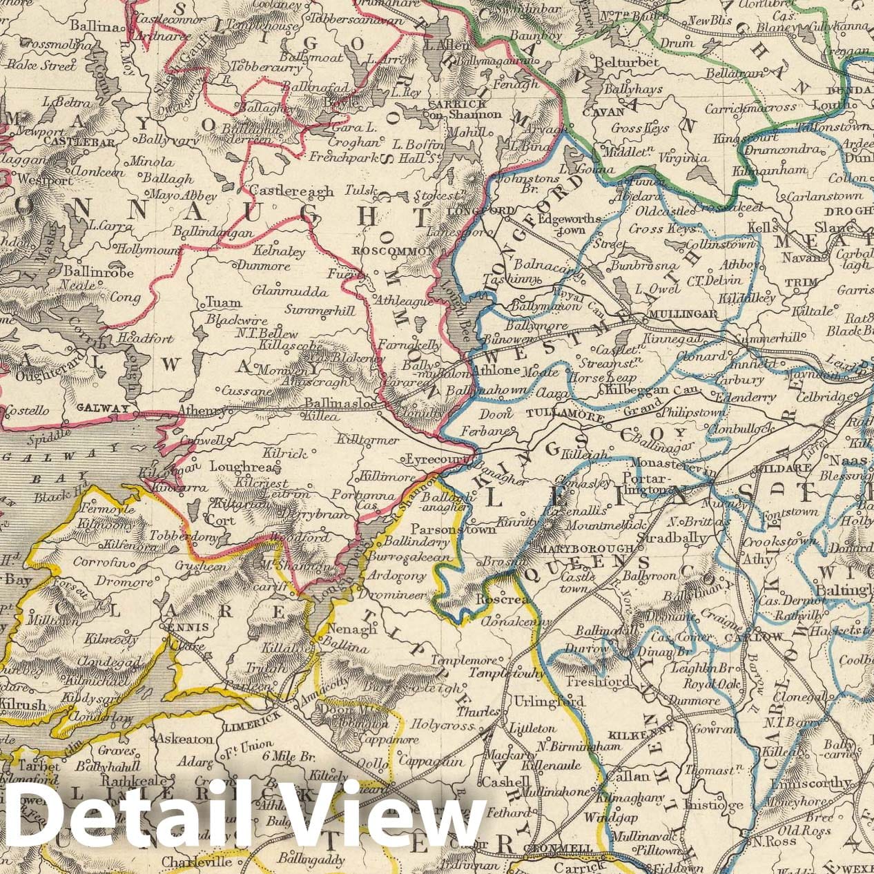 Historic Map - 1851 Ireland, Atlas - Vintage Wall Art