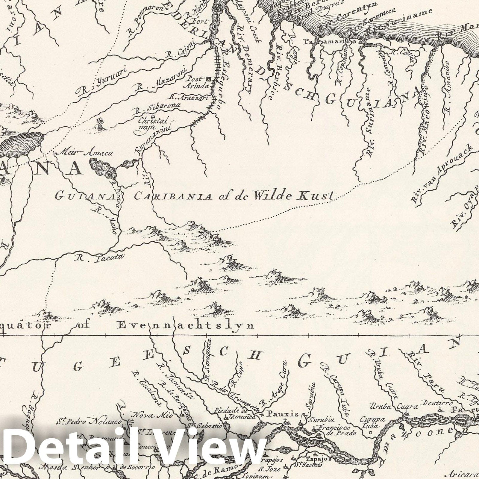 Guiana - Orinoco-Essequibo Region, Venezuela and British Guiana, 1770 Historical Map Print