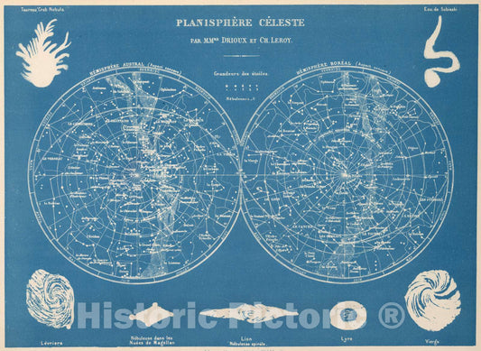 Historic Map : 1886 Planisphere celeste - Vintage Wall Art