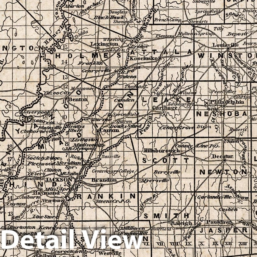Mississippi - Railroad Map, 1842 - Historical Map Print