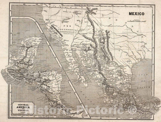 Historic Map : National Atlas - 1845 Mexico - Vintage Wall Art