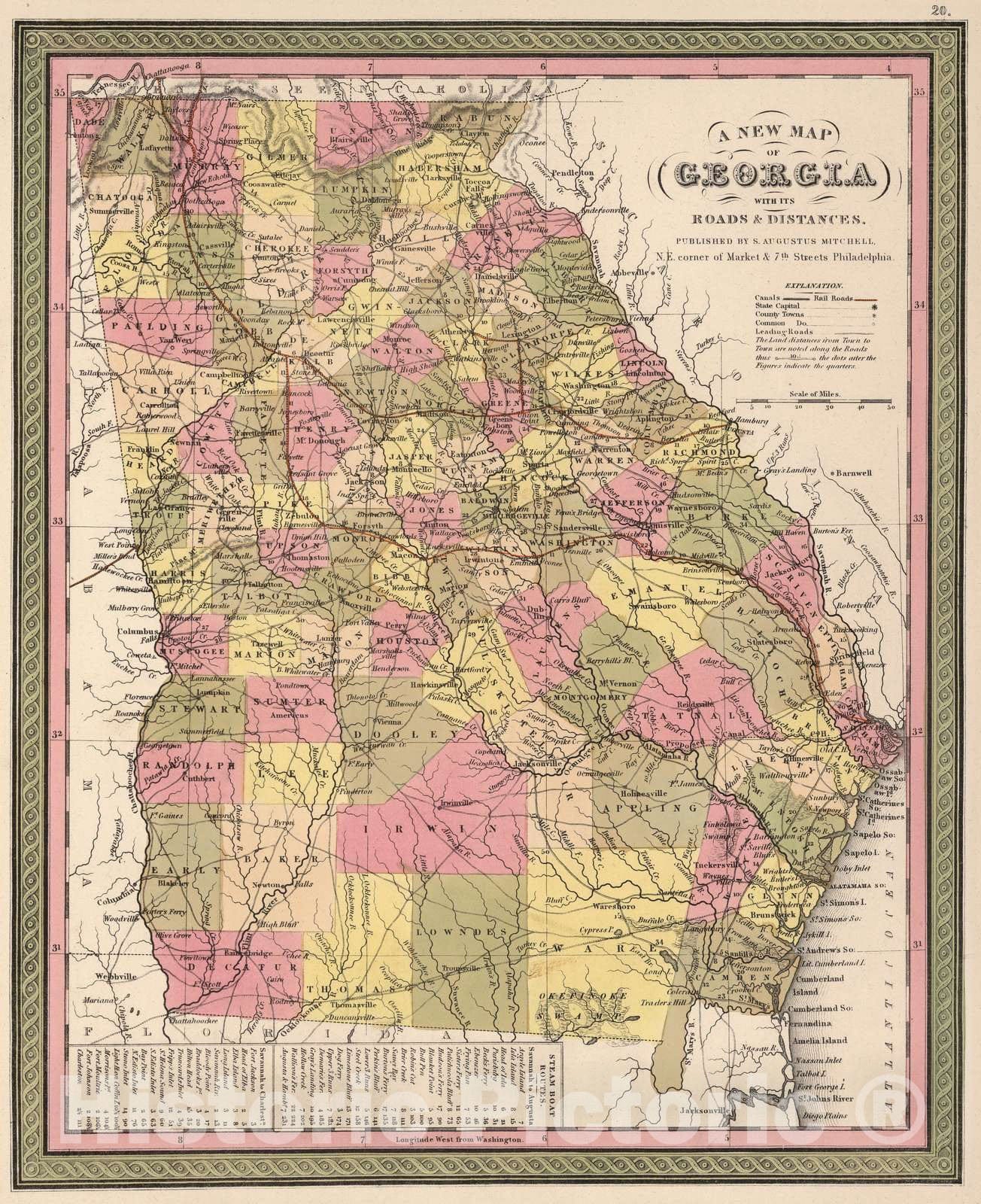 Historic Map : 1850 Georgia. - Vintage Wall Art